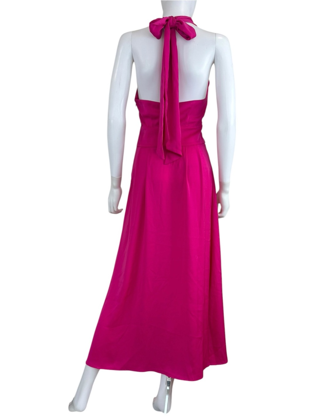 Banana Republic NWT Pink Satin Halter Maxi Dress Size 0P A0843 - Picture 3 of 9